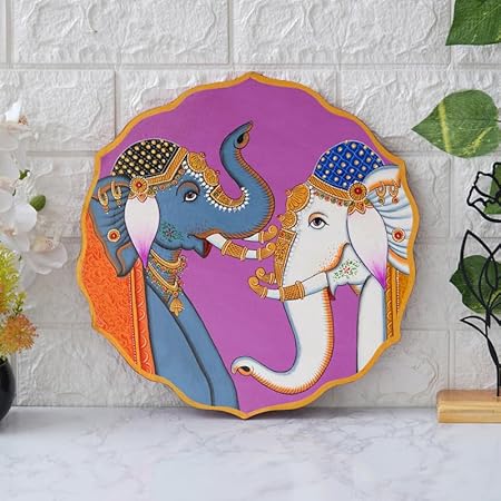 LITTLE CRAFT Handmade Pichwai Wooden Wall Painting For Living Room Home Décor Paintings For Wall Decoration Hom